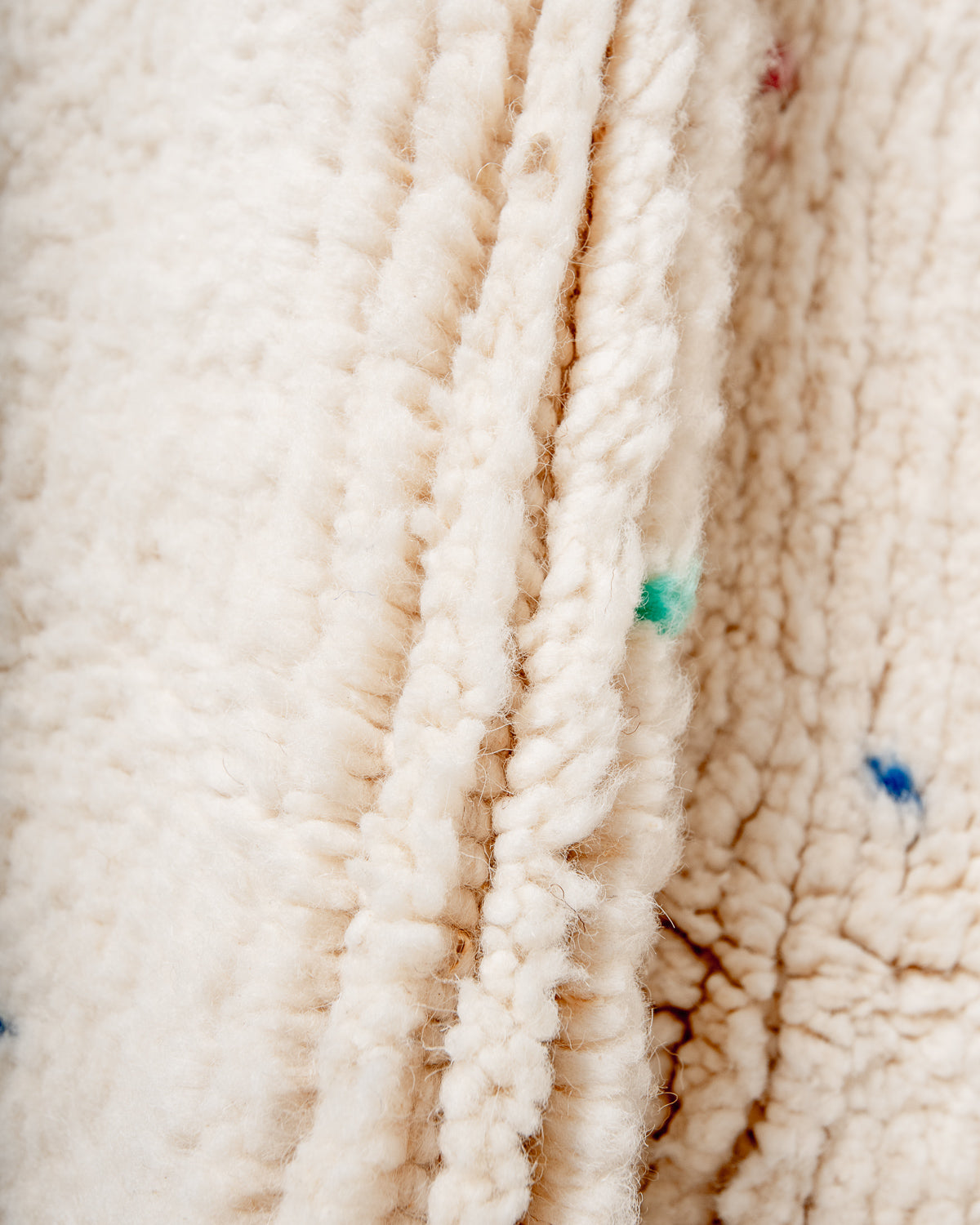 Modern, designer, handcrafted Berber rug from Morocco. Beniourain carpet with beautiful colours and patterns and fluffy wool texture.